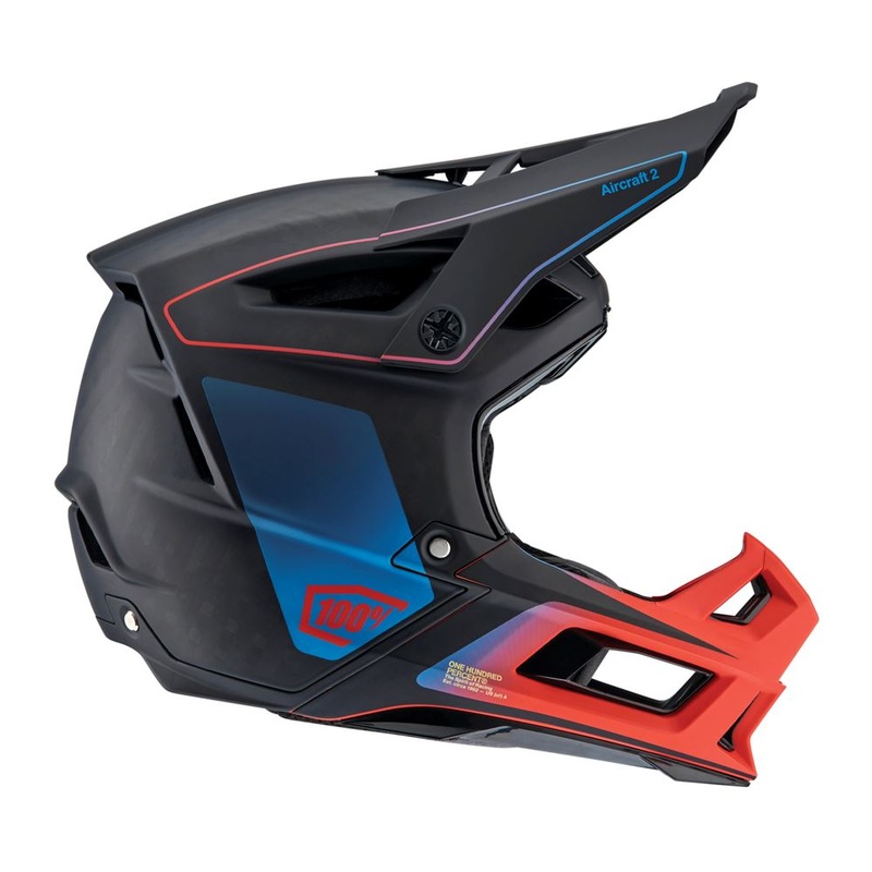 100% Aircraft 2 Helmet - Steel Blue-Neon Red - 2022